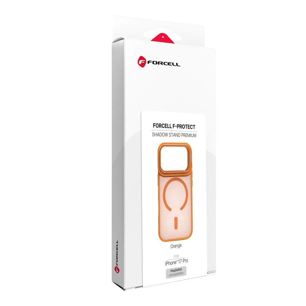 Case for iPhone 17 Pro / 18 Pro Forcell F-Protect Shadow Stand Premium compatible with MagSafe orange