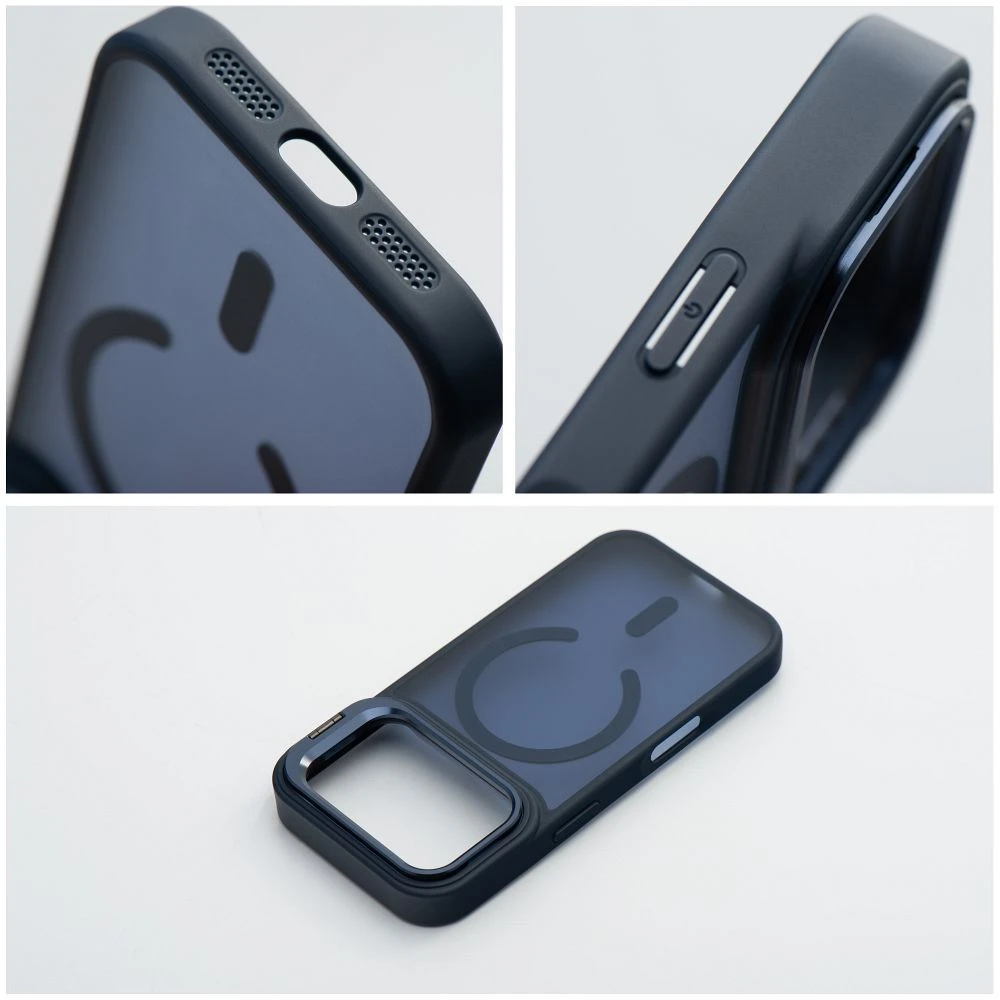 Case for iPhone 17 Pro / 18 Pro Forcell F-Protect Shadow Stand Premium compatible with MagSafe navy blue