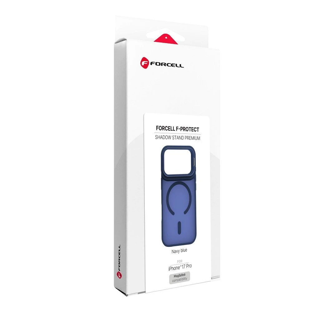 Case for iPhone 17 Pro / 18 Pro Forcell F-Protect Shadow Stand Premium compatible with MagSafe navy blue