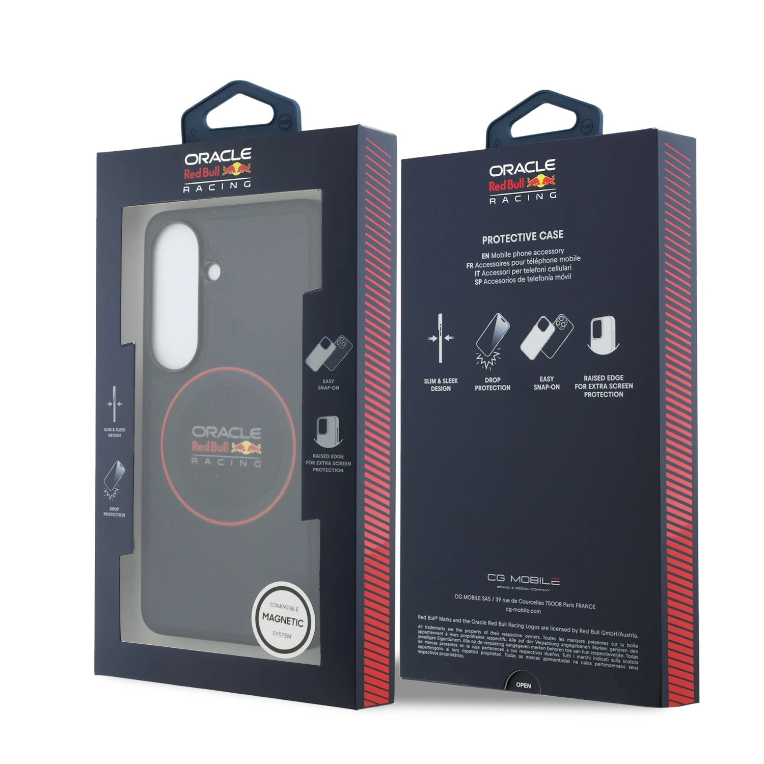 Red Bull PU Leather Meshed Red Ring Magnetic Zadní Kryt pro Samsung Galaxy S26+ Navy