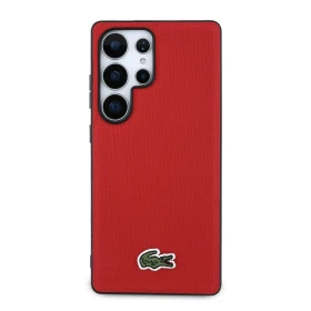 Zadní kryt Lacoste Iconic Petit Pique Woven Logo MagSafe pro Samsung Galaxy S25 Ultra, červená
