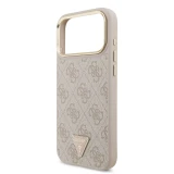 Guess PU Leather 4G Strass Triangle Logo Gold Frame MagSafe Zadní Kryt pro iPhone 18 Pro Max Pink