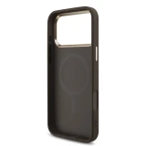 Guess PU Leather 4G Strass Triangle Logo Gold Frame MagSafe Zadní Kryt pro iPhone 18 Pro Max Brown