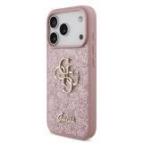 Guess PU Fixed Glitter 4G Metal Logo Zadní Kryt pro iPhone 18 Pro Pink