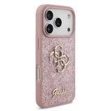 Guess PU Fixed Glitter 4G Metal Logo Zadní Kryt pro iPhone 18 Pro Pink