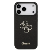 Guess PU Fixed Glitter 4G Metal Logo Zadní Kryt pro iPhone 18 Pro Max Black