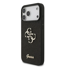 Zadní kryt Guess PU Fixed Glitter 4G Metal Logo pro Apple iPhone 18 Pro Max, černá