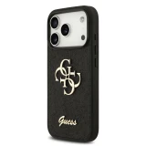 Guess PU Fixed Glitter 4G Metal Logo Zadní Kryt pro iPhone 18 Pro Black