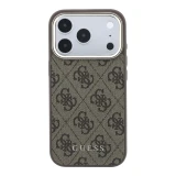 Guess PU Leather 4G Gold Frame MagSafe Zadní Kryt pro iPhone 18 Pro Max Brown
