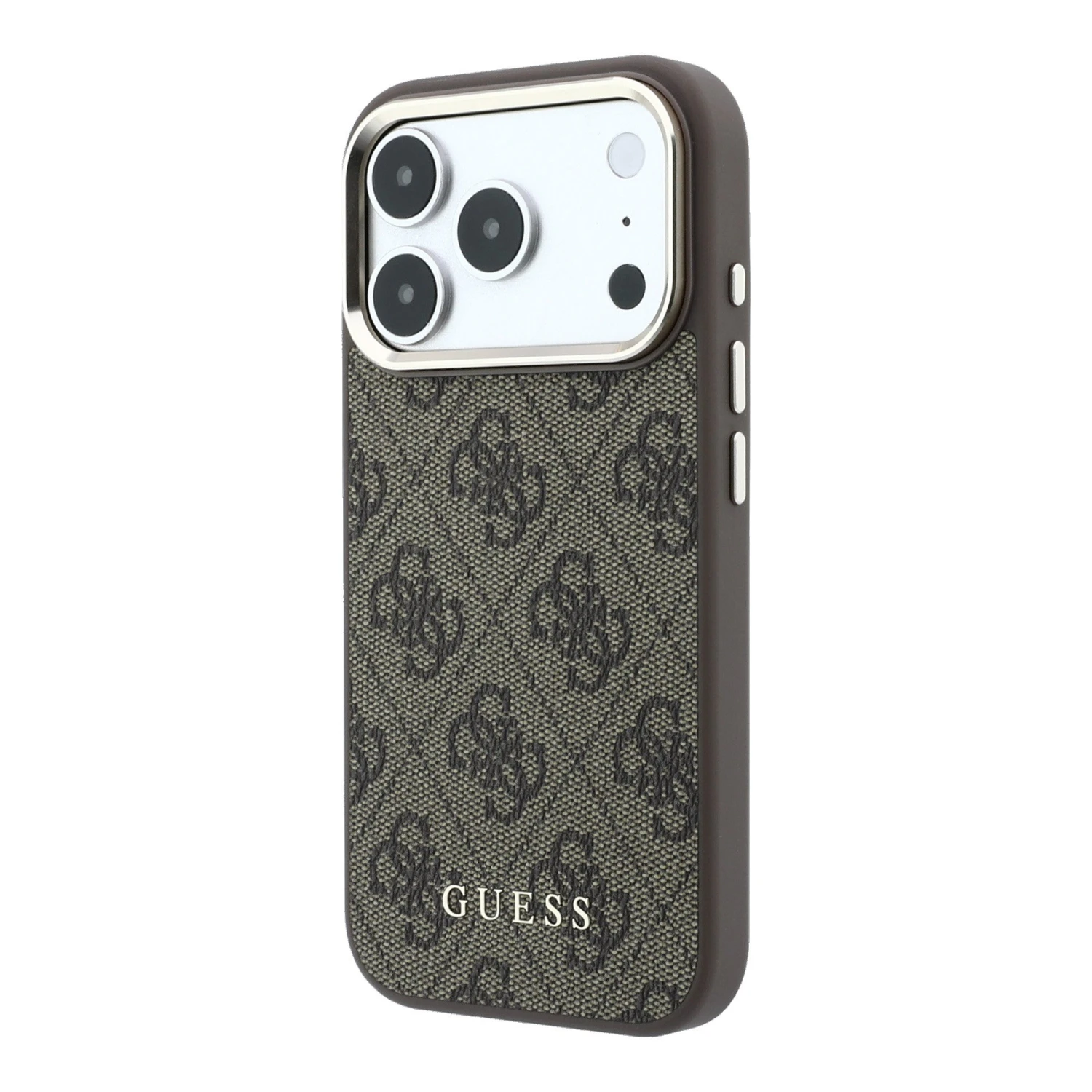 Guess PU Leather 4G Gold Frame MagSafe Zadní Kryt pro iPhone 18 Pro Max Brown