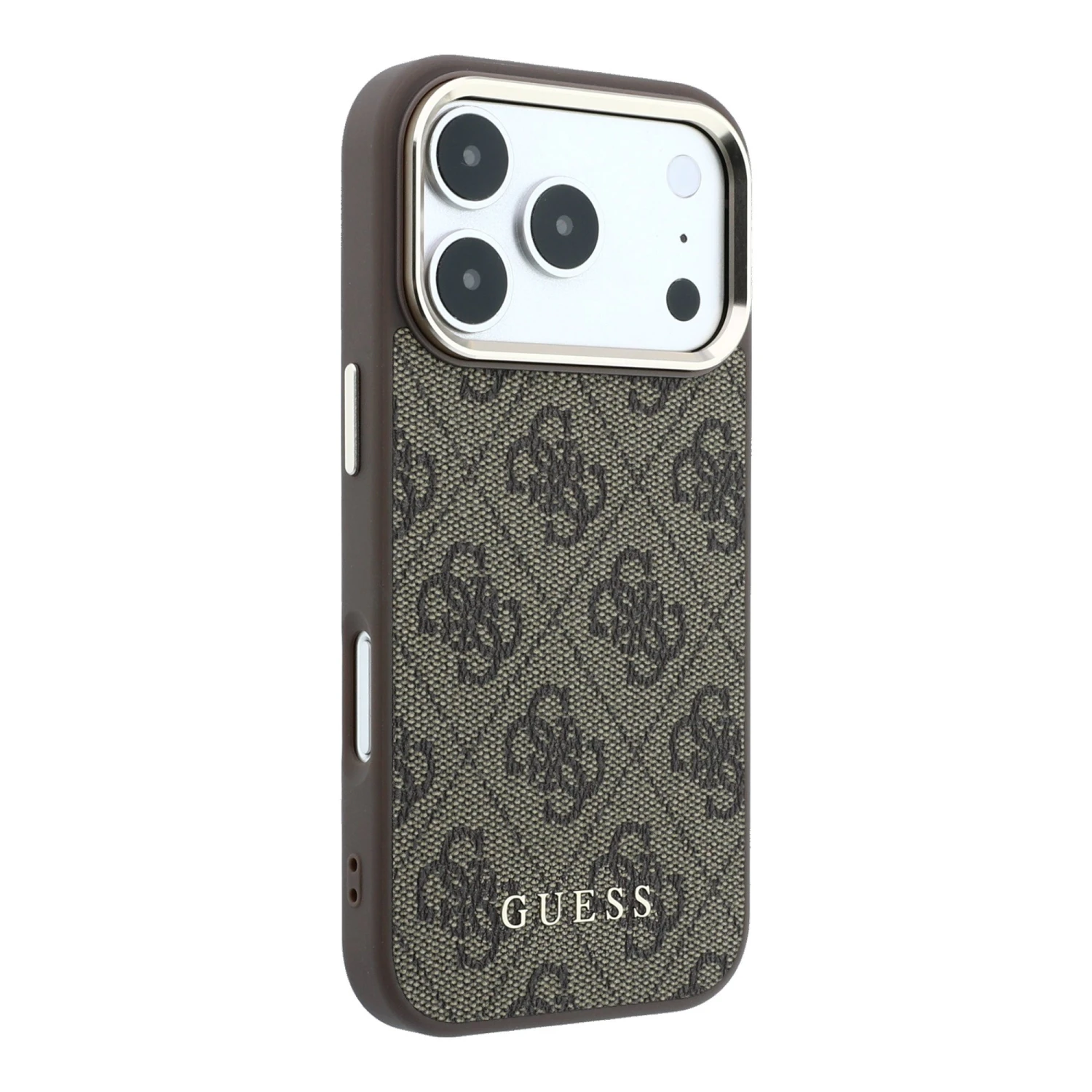 Guess PU Leather 4G Gold Frame MagSafe Zadní Kryt pro iPhone 18 Pro Max Brown