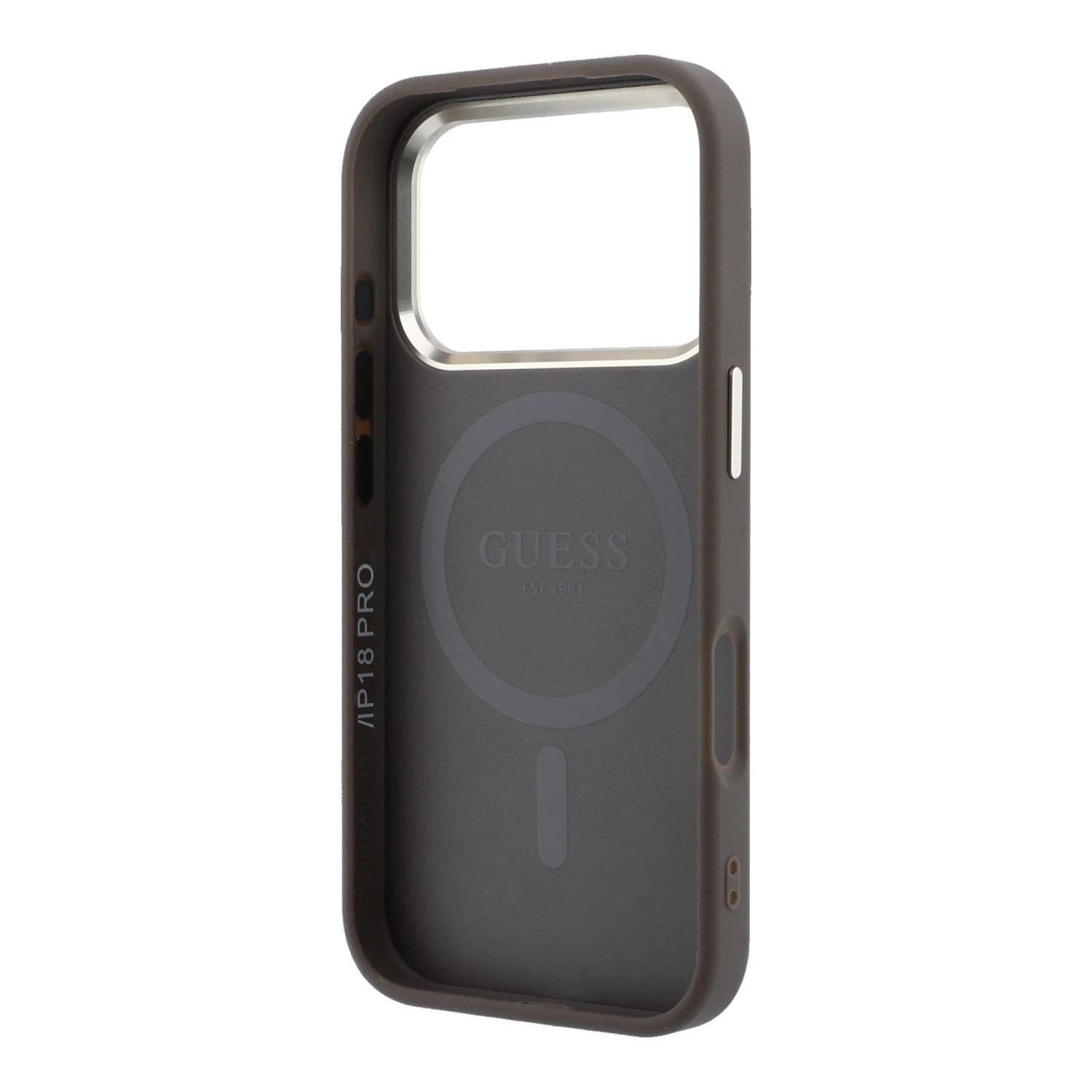 Guess PU Leather 4G Gold Frame MagSafe Zadní Kryt pro iPhone 18 Pro Max Brown