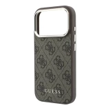 Guess PU Leather 4G Gold Frame MagSafe Zadní Kryt pro iPhone 18 Pro Brown