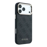 Guess PU Leather 4G Gold Frame MagSafe Zadní Kryt pro iPhone 18 Pro Max Black