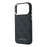Guess PU Leather 4G Gold Frame MagSafe Zadní Kryt pro iPhone 18 Pro Max Black