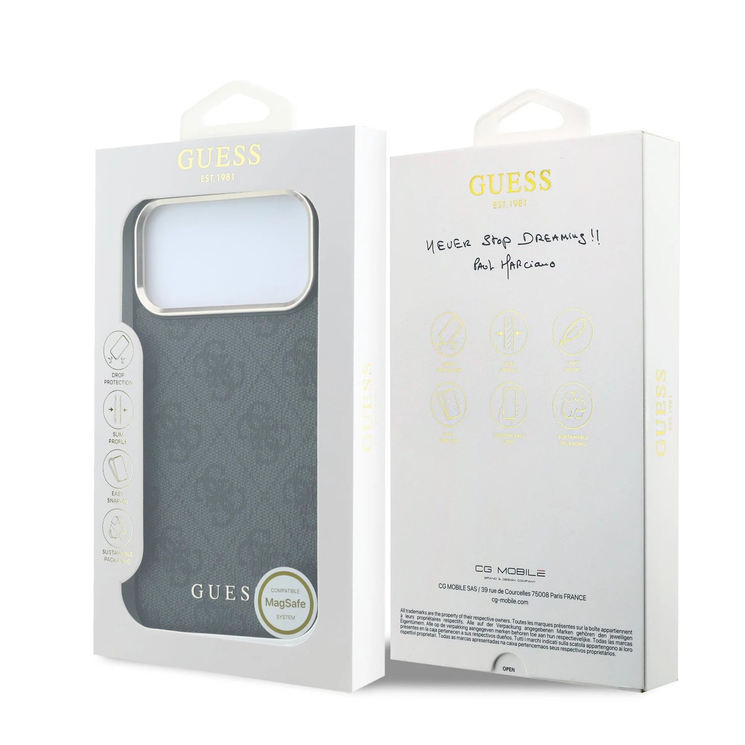 Guess PU Leather 4G Gold Frame MagSafe Zadní Kryt pro iPhone 18 Pro Max Black