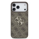 Guess PU 4G Metal Logo Zadní Kryt pro iPhone 18 Pro Brown
