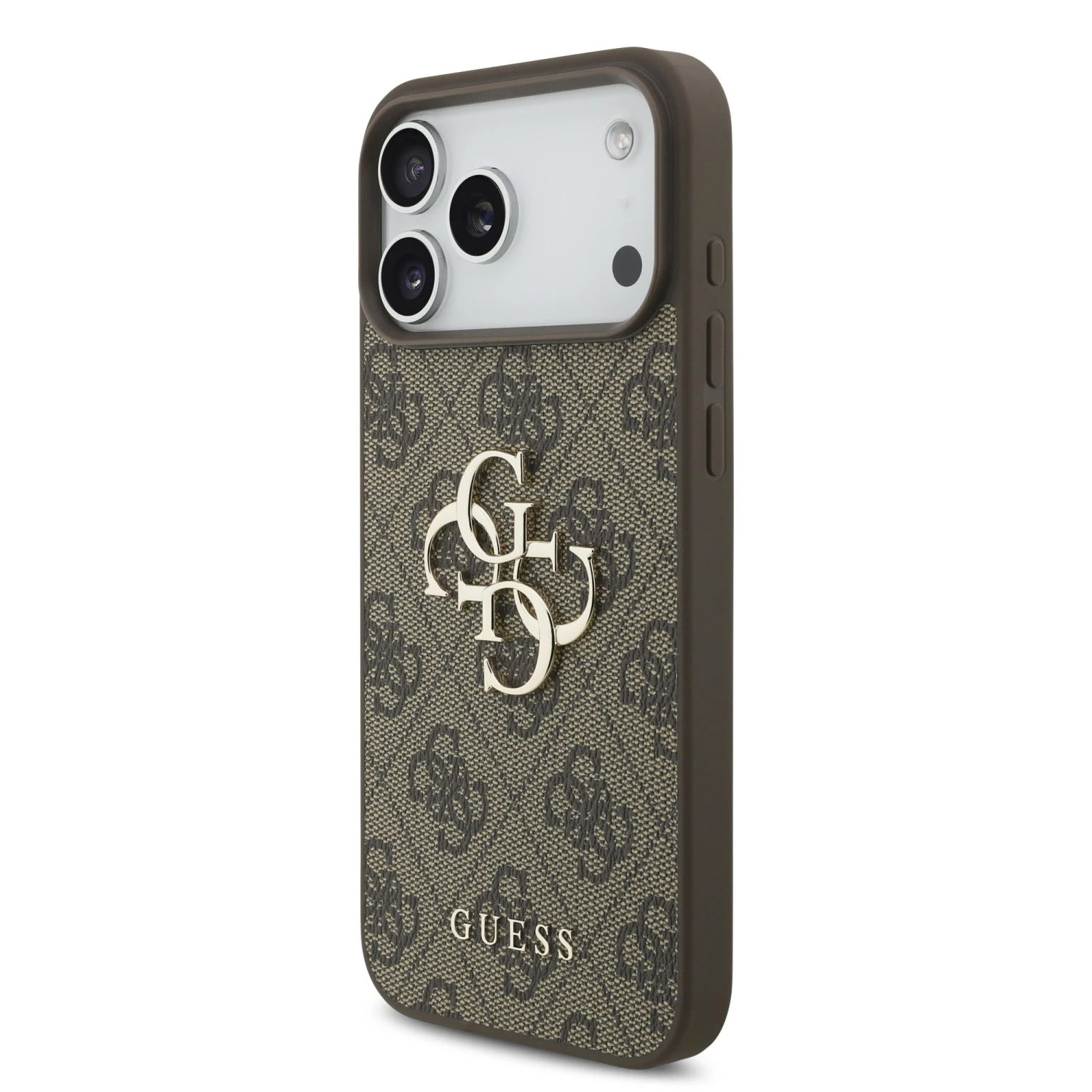 Guess PU 4G Metal Logo Zadní Kryt pro iPhone 18 Pro Brown