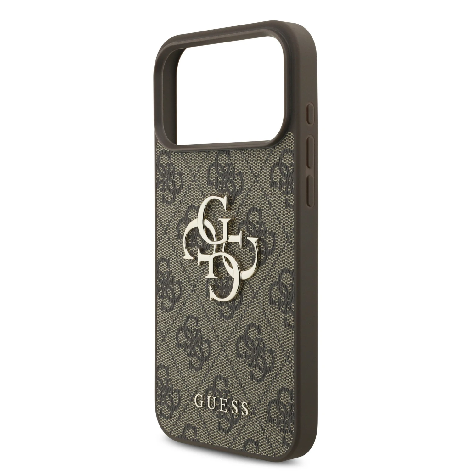 Guess PU 4G Metal Logo Zadní Kryt pro iPhone 18 Pro Brown