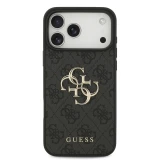 Guess PU 4G Metal Logo Zadní Kryt pro iPhone 18 Pro Max Grey
