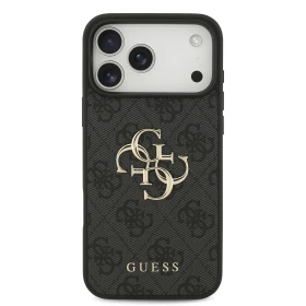 Zadní kryt Guess PU 4G Metal Logo pro Apple iPhone 18 Pro Max, šedá