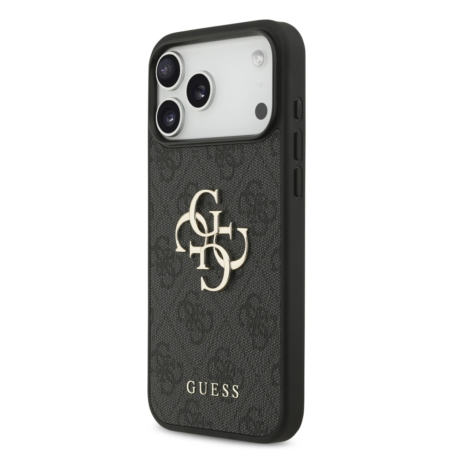 Guess PU 4G Metal Logo Zadní Kryt pro iPhone 18 Pro Max Grey