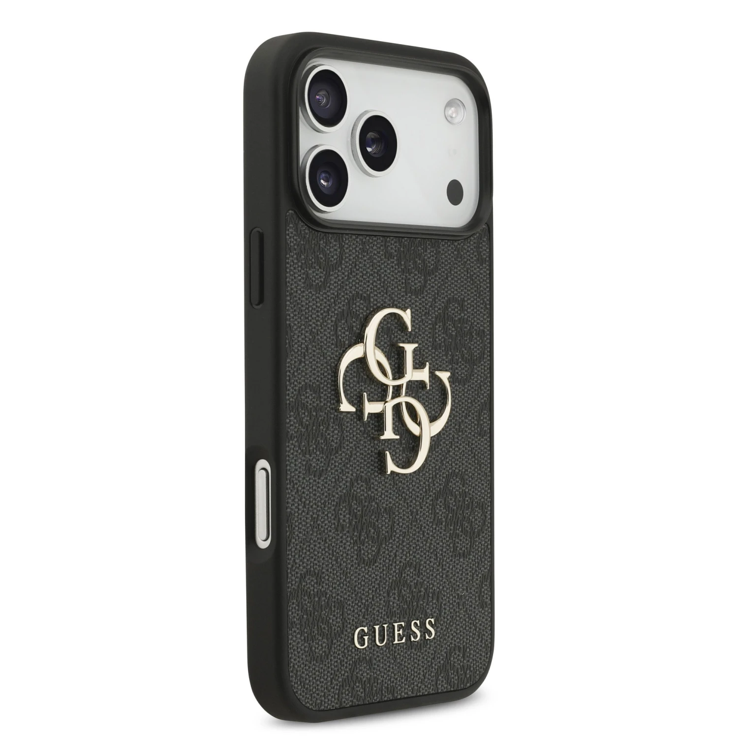 Guess PU 4G Metal Logo Zadní Kryt pro iPhone 18 Pro Max Grey