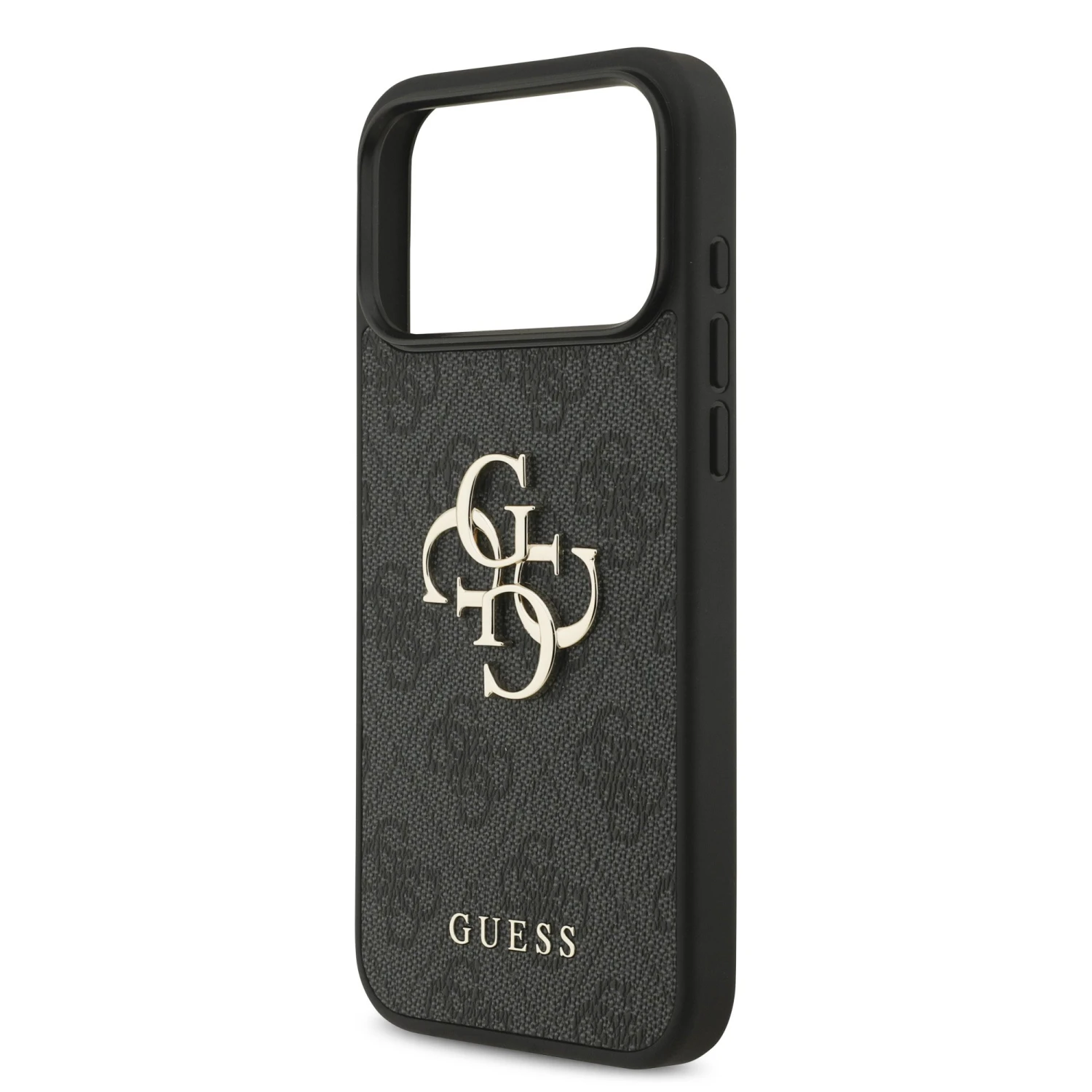 Guess PU 4G Metal Logo Zadní Kryt pro iPhone 18 Pro Max Grey