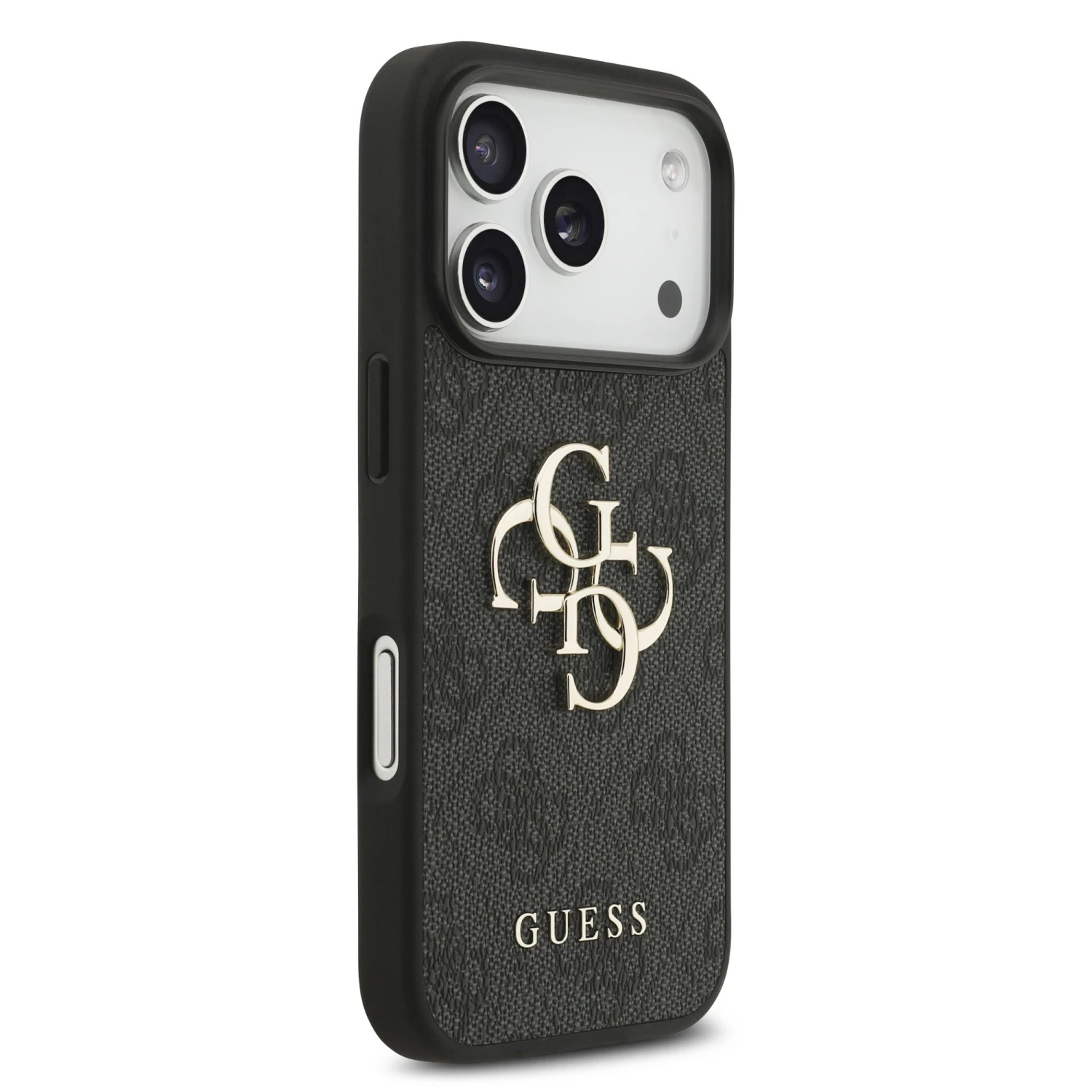Guess PU 4G Metal Logo Zadní Kryt pro iPhone 18 Pro Grey