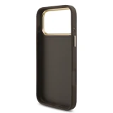 Guess PU Leather 4G Metal Logo Gold Frame Zadní Kryt pro iPhone 18 Pro Max Brown