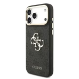 Guess PU Leather 4G Metal Logo Gold Frame Zadní Kryt pro iPhone 18 Pro Max Black