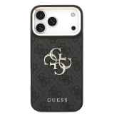 Guess PU Leather 4G Metal Logo Gold Frame Zadní Kryt pro iPhone 18 Pro Max Black