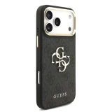 Guess PU Leather 4G Metal Logo Gold Frame Zadní Kryt pro iPhone 18 Pro Max Black