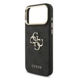 Guess PU Leather 4G Metal Logo Gold Frame Zadní Kryt pro iPhone 18 Pro Max Black