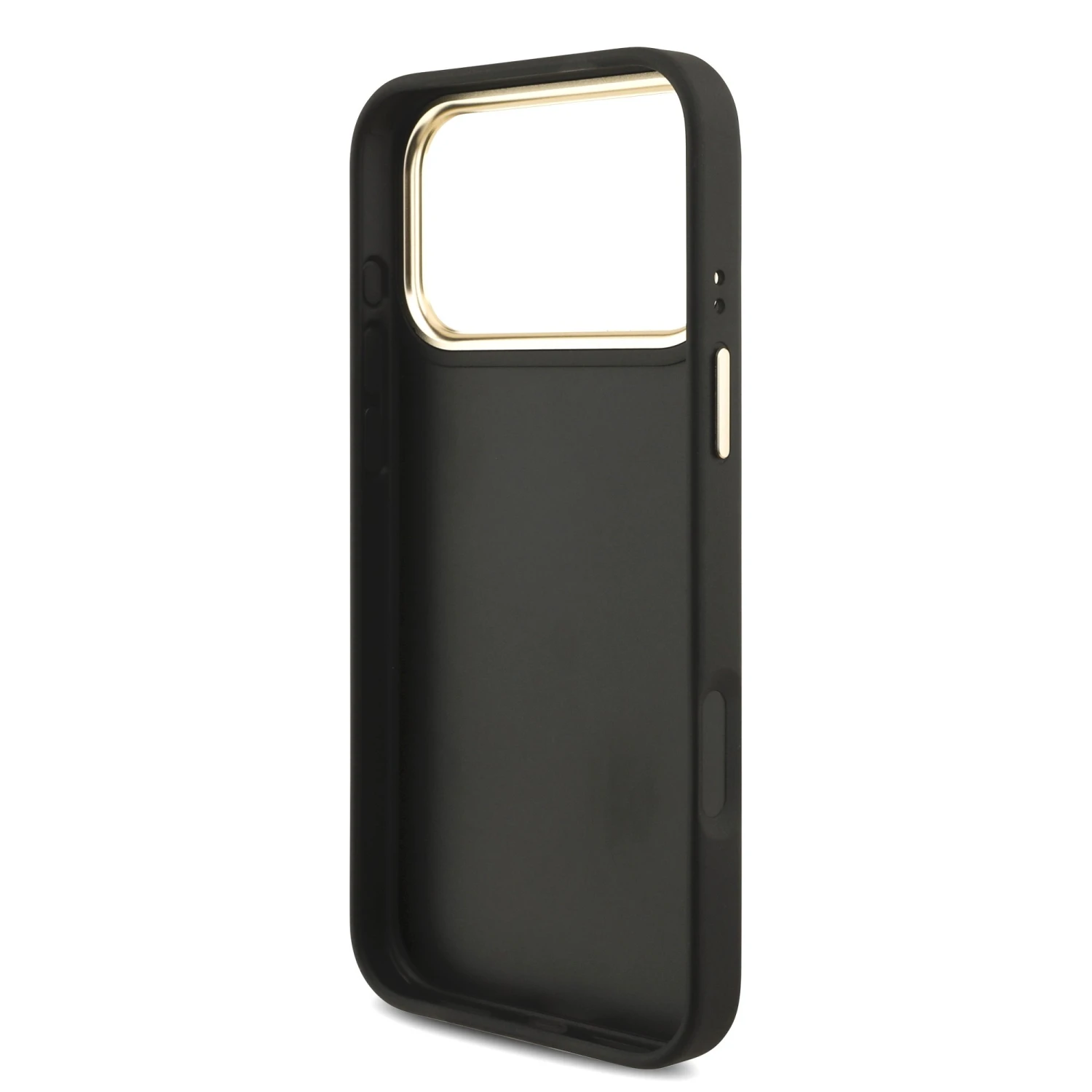 Guess PU Leather 4G Metal Logo Gold Frame Zadní Kryt pro iPhone 18 Pro Max Black
