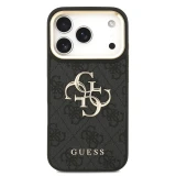 Guess PU Leather 4G Metal Logo Gold Frame Zadní Kryt pro iPhone 18 Pro Black