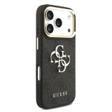 Guess PU Leather 4G Metal Logo Gold Frame Zadní Kryt pro iPhone 18 Pro Black