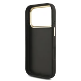 Guess PU Leather 4G Metal Logo Gold Frame Zadní Kryt pro iPhone 18 Pro Black