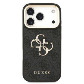 Zadní kryt Guess PU 4G Metal Logo pro Apple iPhone 18 Pro, černá