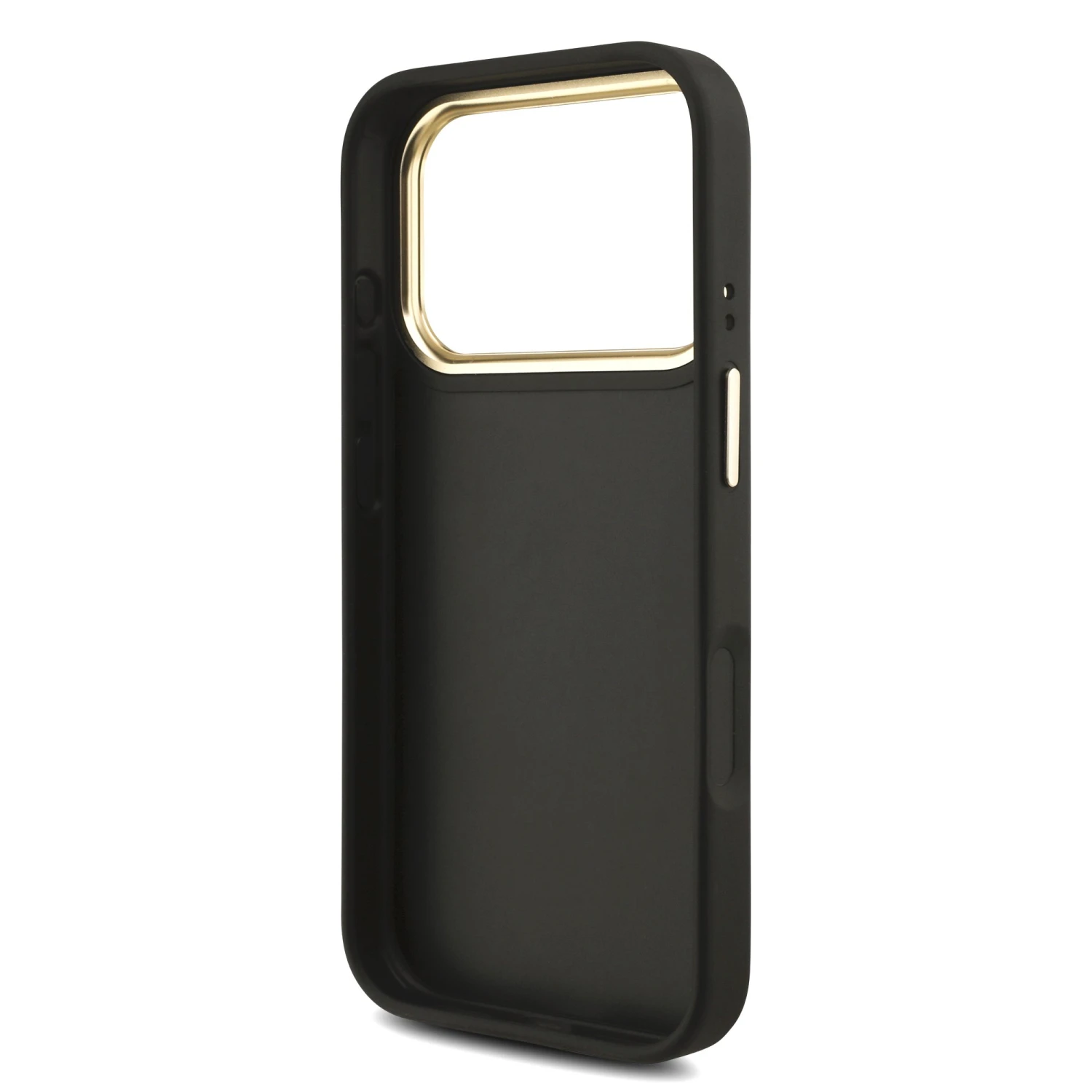 Guess PU Leather 4G Metal Logo Gold Frame Zadní Kryt pro iPhone 18 Pro Black