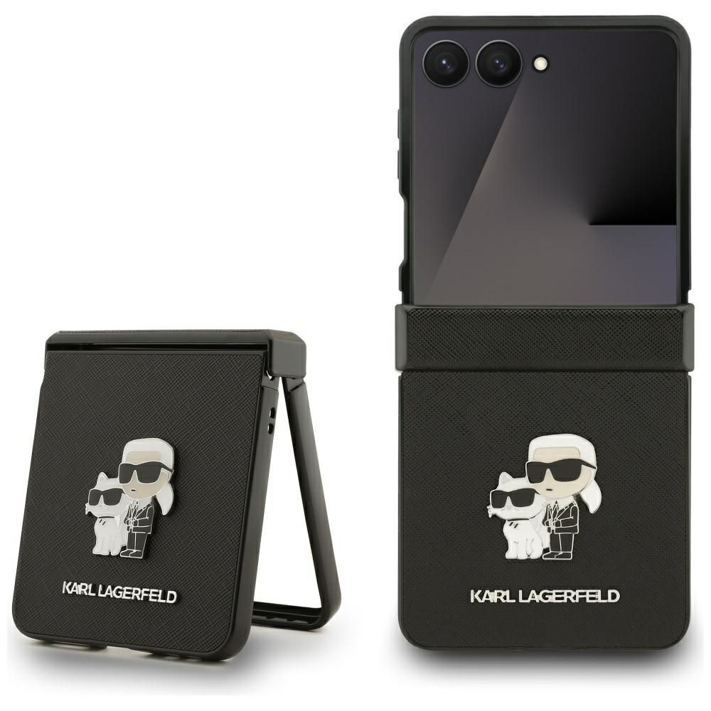 Zadní kryt Karl Lagerfeld PU Saffiano Karl and Choupette pro Samsung Galaxy Z Flip8, černá