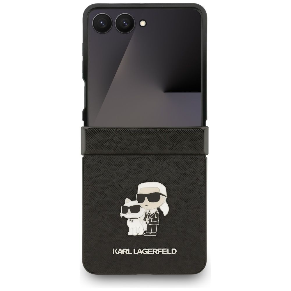 Zadní kryt Karl Lagerfeld PU Saffiano Karl and Choupette pro Samsung Galaxy Z Flip8, černá