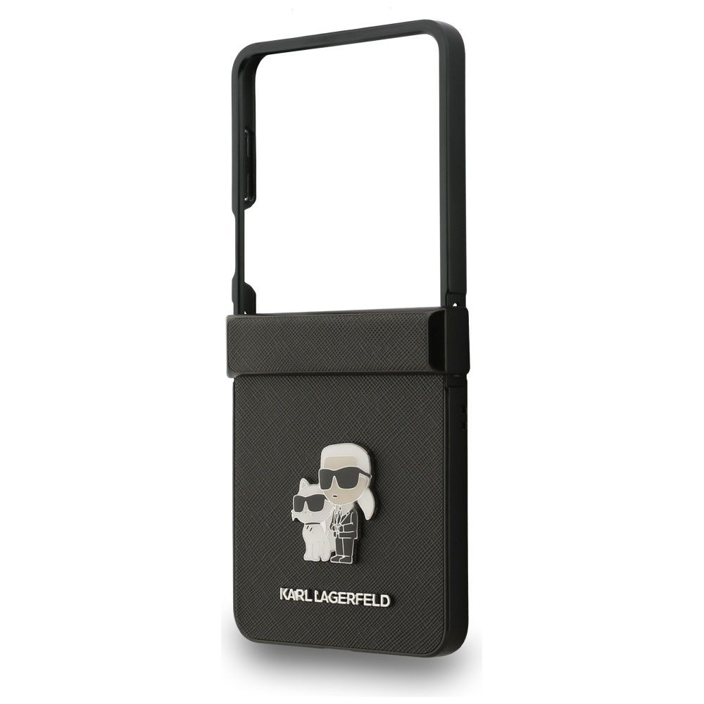 Zadní kryt Karl Lagerfeld PU Saffiano Karl and Choupette pro Samsung Galaxy Z Flip8, černá