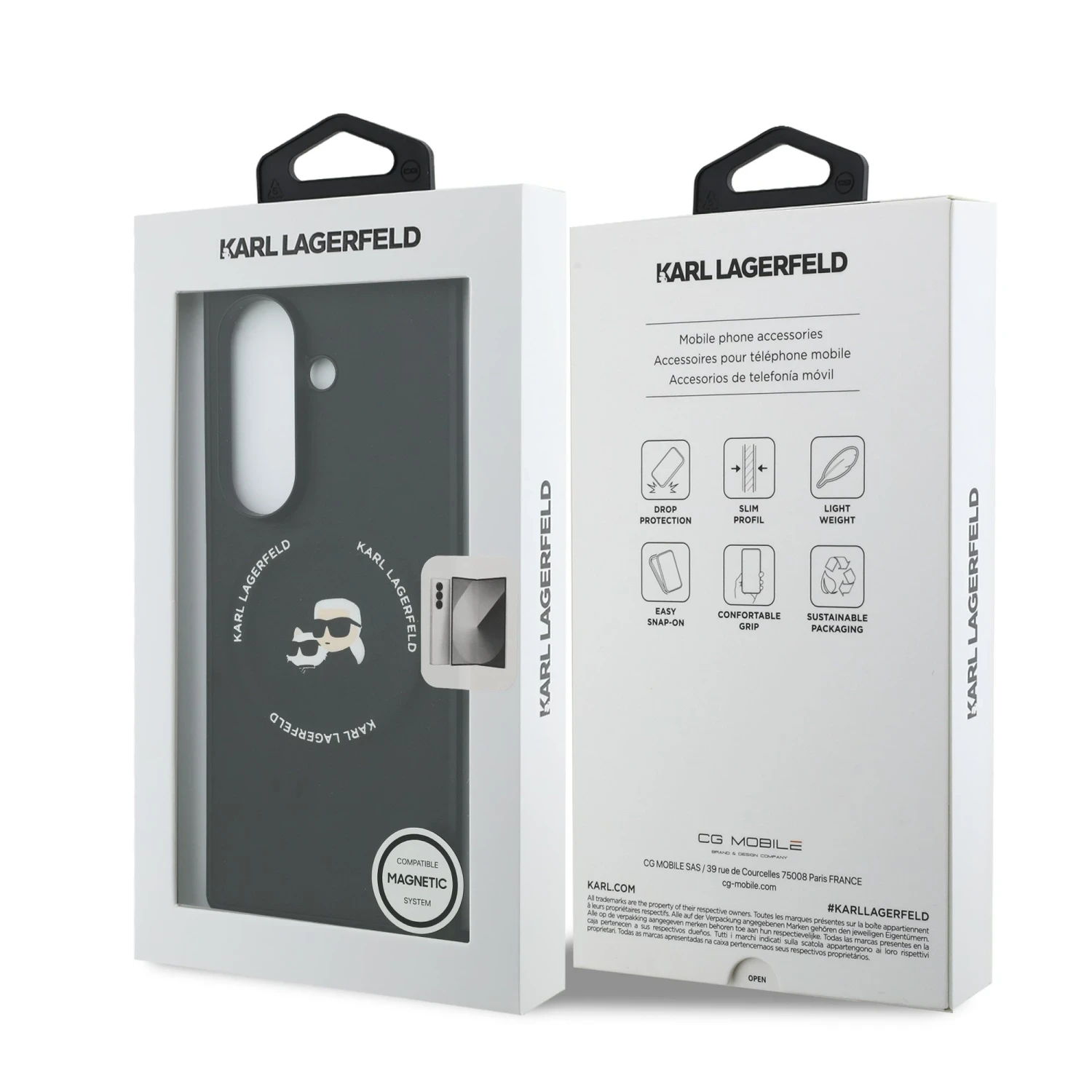 Zadní kryt Karl Lagerfeld PU Karl and Choupette Heads Magnetic pro Samsung Galaxy Z Fold8 Ultra, černá