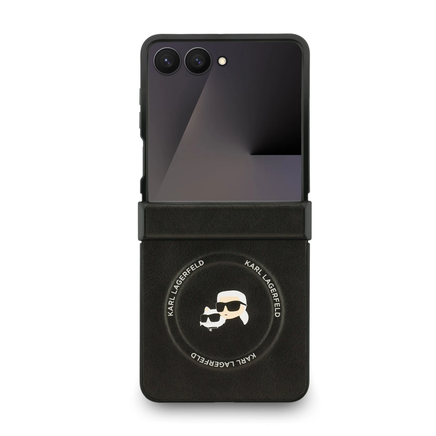 Karl Lagerfeld PU Karl and Choupette Heads Magnetic Zadní Kryt pro Samsung Galaxy Z Flip 7 Black