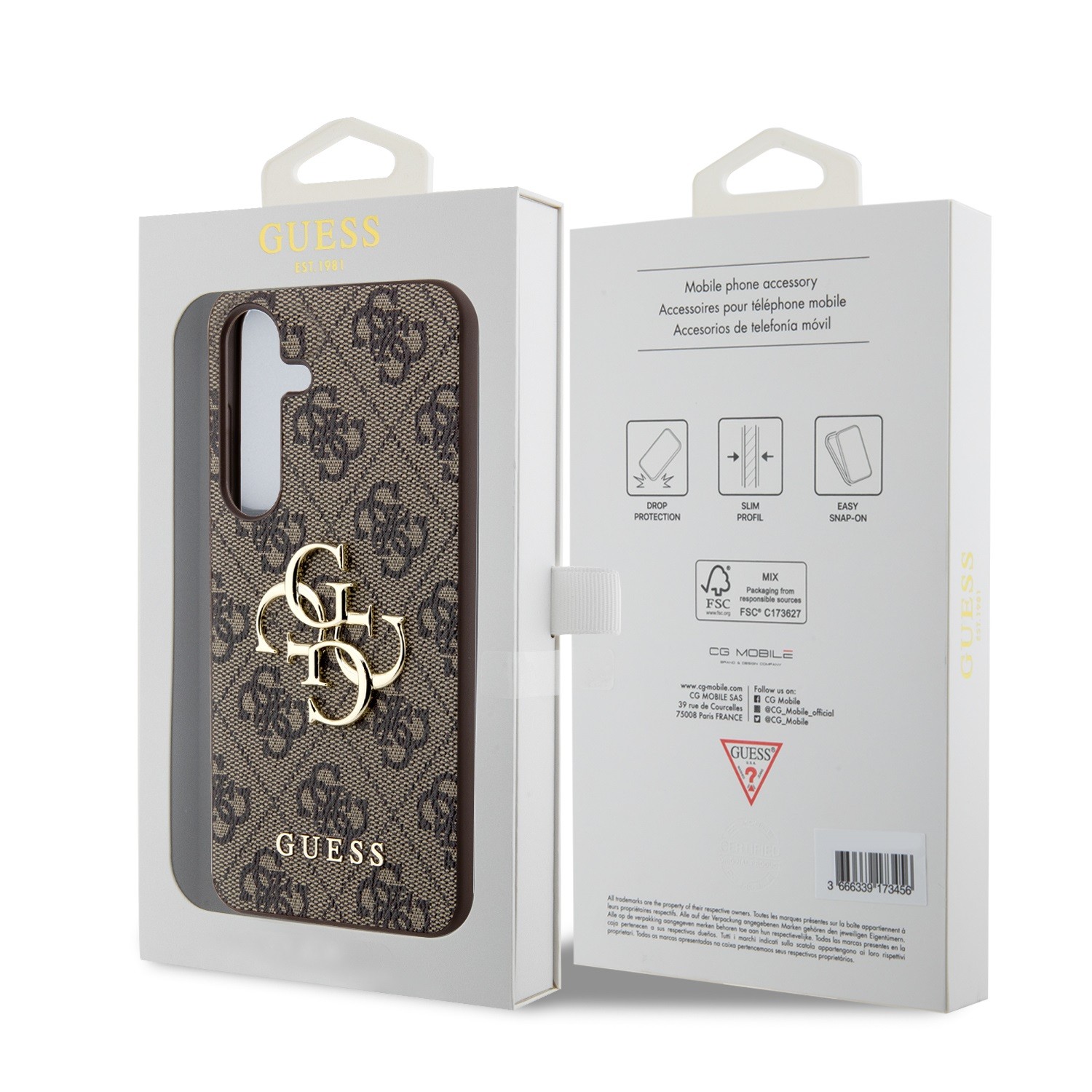 Zadní kryt Guess PU 4G Metal Logo pro Samsung Galaxy Z Fold8 Ultra, hnědá