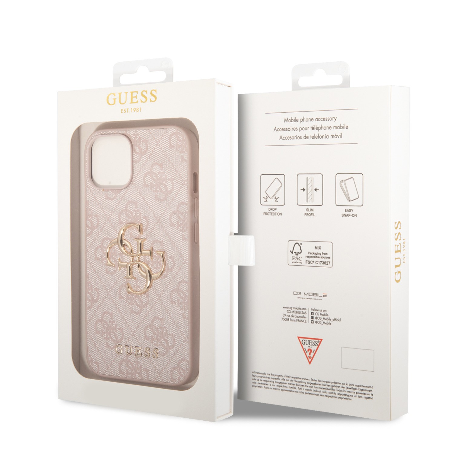 Zadní kryt Guess PU 4G Metal Logo pro Samsung Galaxy Z Fold8, růžová