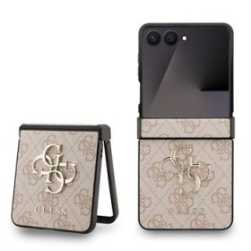 Zadní kryt Guess PU 4G Metal Logo pro Samsung Galaxy Z Flip8, růžová