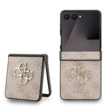 Zadní kryt Guess PU 4G Metal Logo pro Samsung Galaxy Z Flip8, růžová