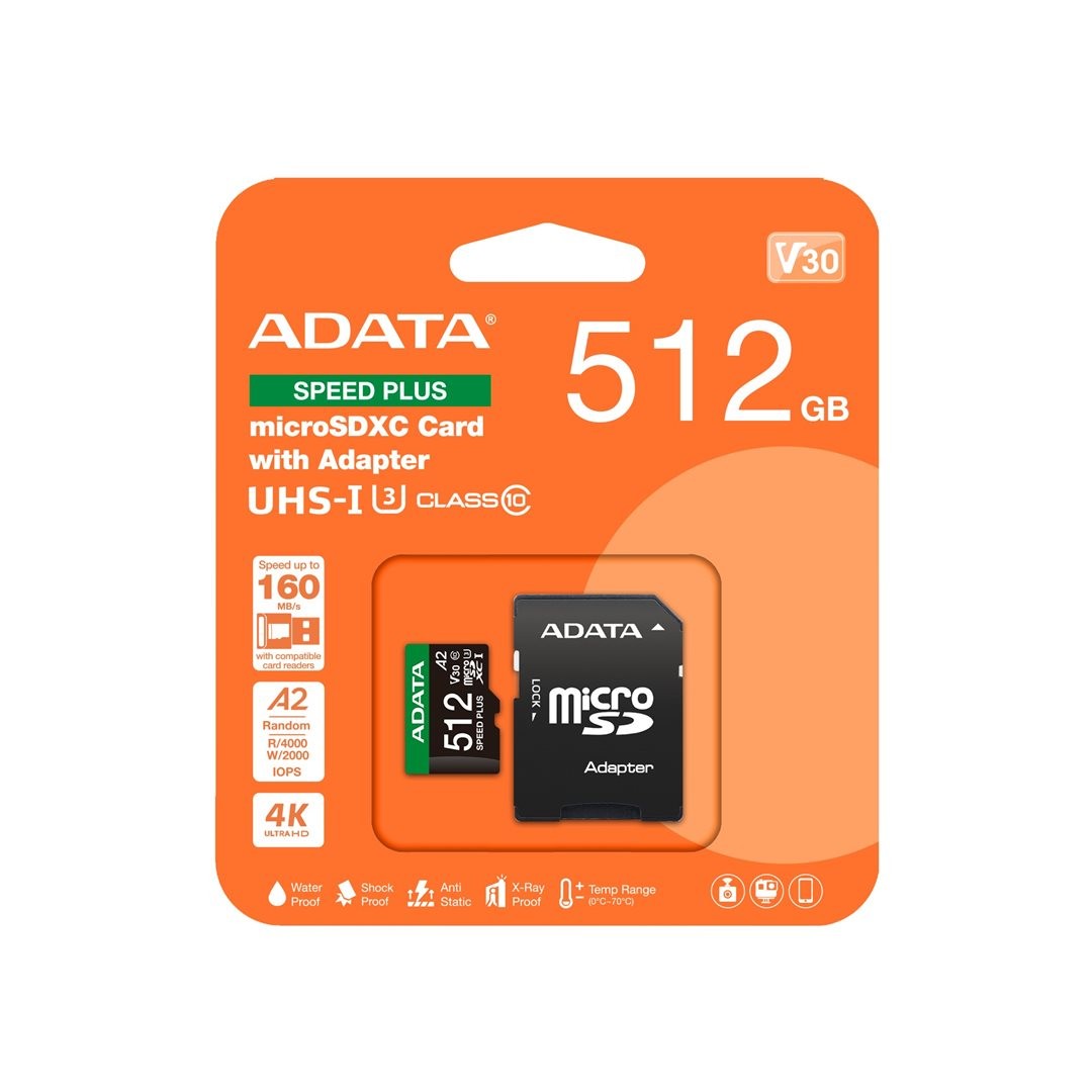 Adata Speed Plus /MicroSD/512GB/UHS-I U3/Class 10/ + Adaptér